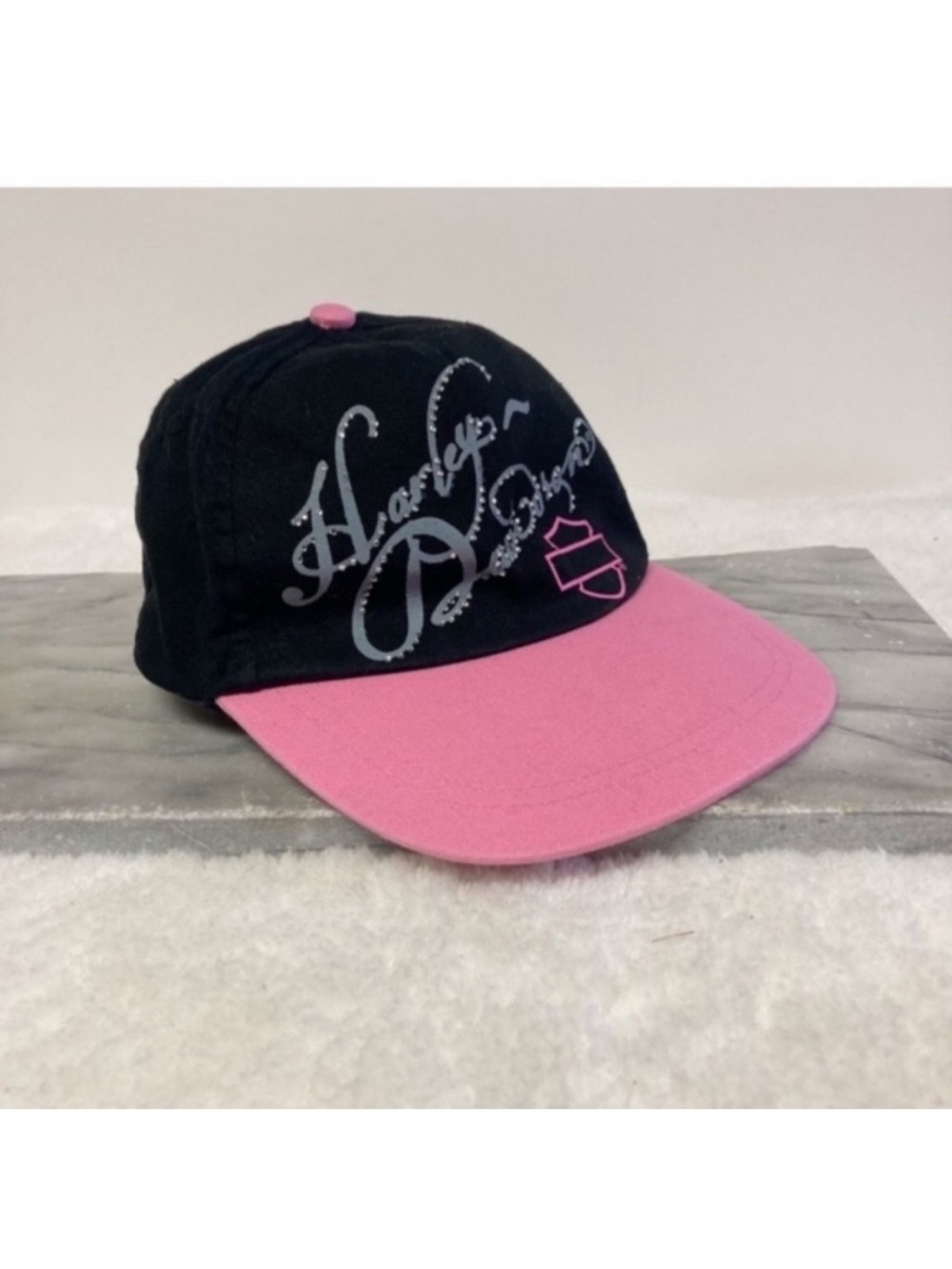 Harley Davidson Rhinestone Kids Cap Hat Black Baby Bubblegum Pink Studded